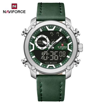 Montres Homme NAVIFORCE Montre-Bracelet Quartz Sport Double Affichage Décontracté Mode Alarme Bracelet Véritable Homme Étanche 30m
