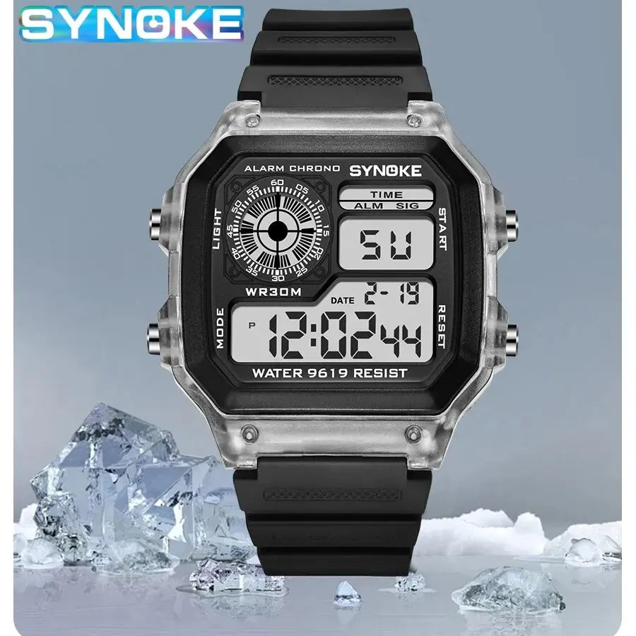 SYNOKE Montres Digitales Hommes Sport Lumineuses Multifonction Étanche Femmes Montre-Bracelet Extérieure et Course Étudiant Sept Lumières