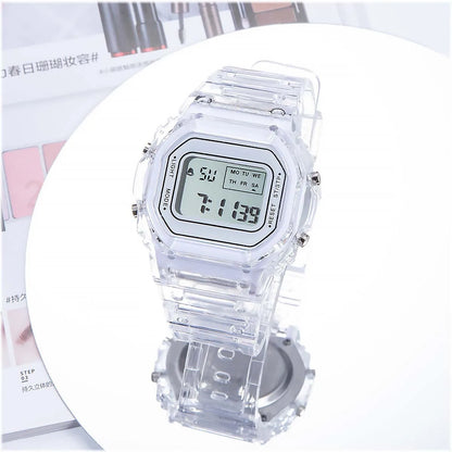 Montre électronique de sport étanche Matcha vert hommes et femmes carré étudiant LED blanche