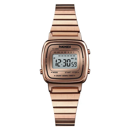 SKMEI 1901 Montre de luxe pour femmes Petit cadran numérique Chronographe Calendrier Montre étanche pour femmes Montre-bracelet Horloge Montre femme 1620