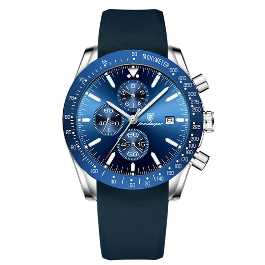 POEDAGAR Chronograph Date Leather Watch High Quality