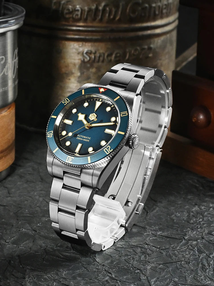 San Martin Nouvelle Montre Plongeur Homme Vintage BB54 Améliorée 37mm ST2130 Automatique Mécanique Saphir Lumineux Étanche 200m SN0138