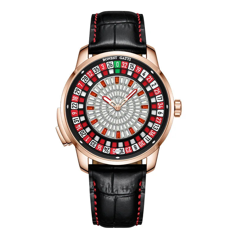 BONEST GATTI 8004 Men's Mechanical Watch European Button Wheel Disc Fun Game Diamond Dial Sapphire Glass Cover watch for men