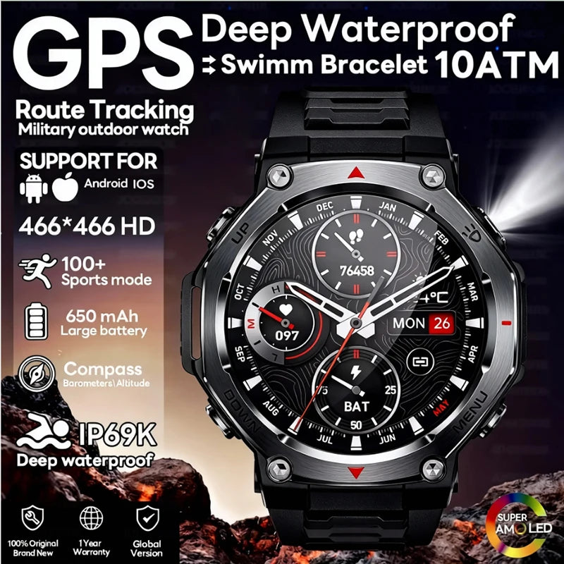Nouvelle Montre Connectée T-Rex 3 Ultra Sports de Plein Air 2026 pour Hommes, Suivi GPS, Étanche 5 ATM, Fréquence Cardiaque, Appel Bluetooth HD