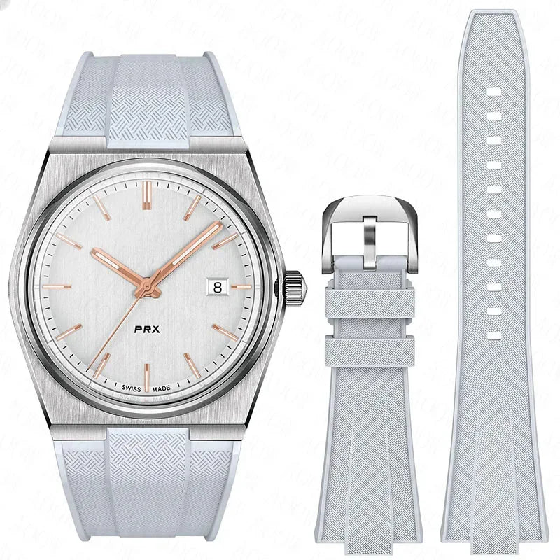 Bracelet de montre en caoutchouc convexe pour homme Tissot PRX T137.407/T137.410 Super Player 40mm à dégagement rapide en silicone 12mm
