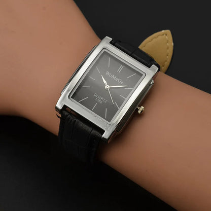 ChronoState Square Minimal – Montre unisexe à quartz en cuir | Montre élégante et décontractée