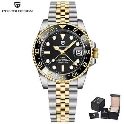 Montre Homme PAGANI DESIGN GMT 40mm Automatique Verre Saphir Acier Inoxydable Étanche Top Marque Cadeau RelogioMasculino