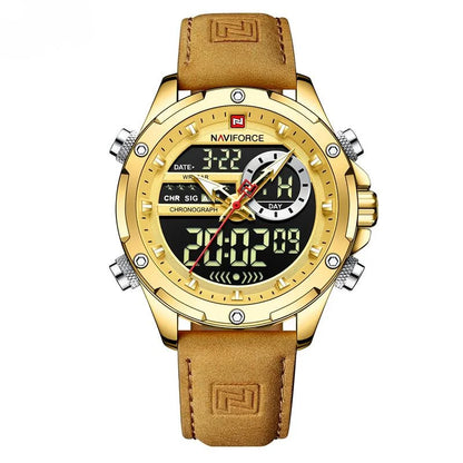 Montre NAVIFORCE pour Hommes Double Affichage Marque de Luxe Sport Décontracté Chronographe Réveil Étanche Bracelet en Cuir montre homme Reloj