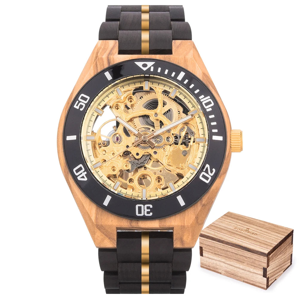 BOBO BIRD Montre Mécanique en Bois Homme Relogio Masculino Grandes Montres Homme Marque de Luxe Montres bracelet homme Dropshipping