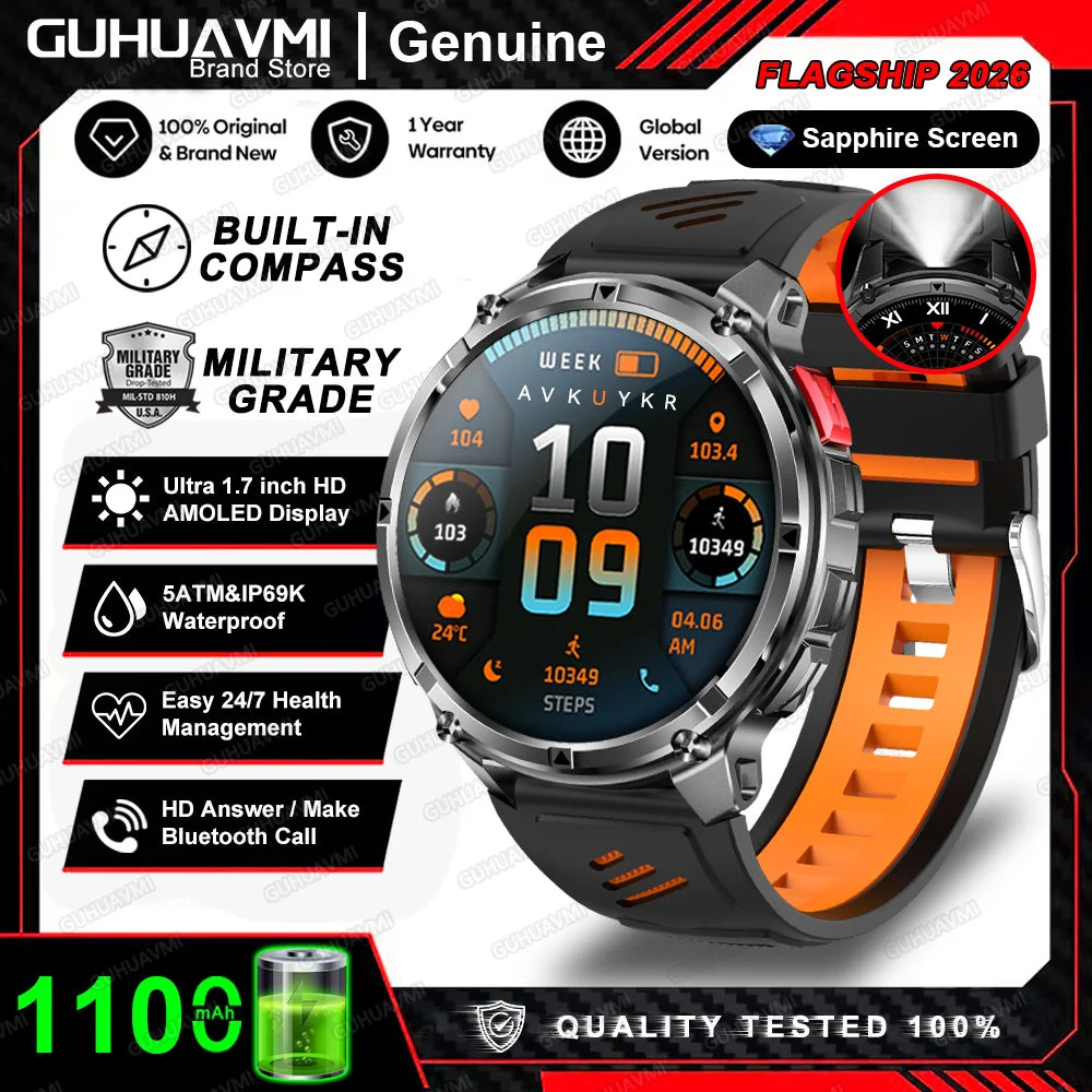 Montre connectée 2026 New T-Rex3 Pro 1100mAh Batterie GPS 5ATM Étanche Sport Course Extérieur Boussole Militaire