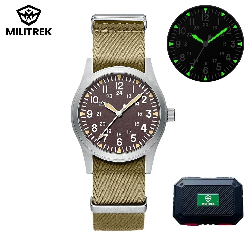 Montre Homme MILITREK 2026 Nouvelle Montre Militaire Rétro Quartz VH31 37mm Saphir Acier Inoxydable Étanche 100m Lumineux C3 Reloj Hombre