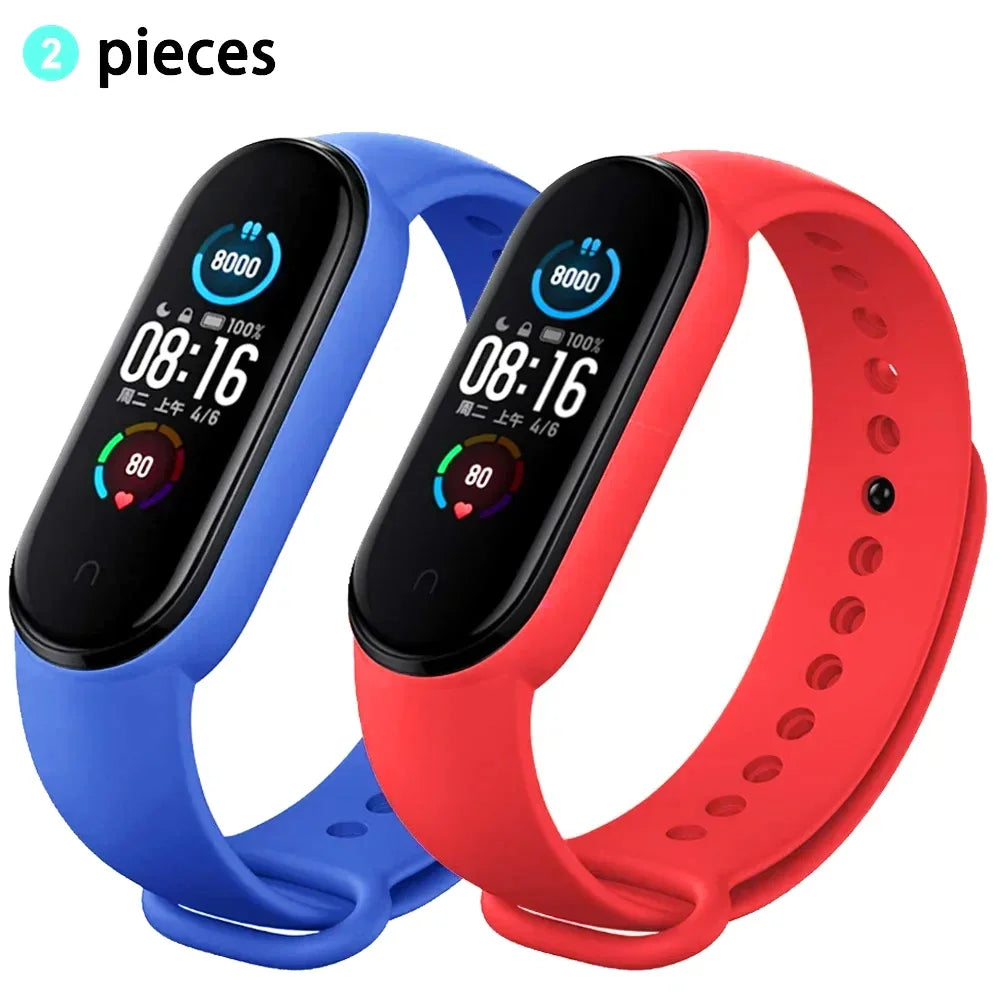 2PCS Watch Strap For Xiaomi Mi Band 7 6 5 4 3 Wristband Silicone Bracelet Wrist Straps MiBand 3/4 band6 Smartwatch Accessories