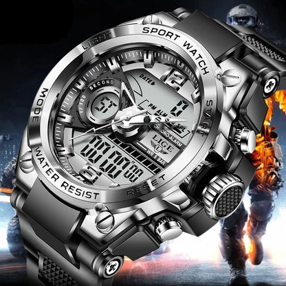 LIGE Digital Military LED Chronograph Watch 50m 24cm