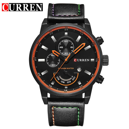 Montre à quartz pour homme Curren 8217, bracelet en cuir de luxe, marque supérieure, décontractée, à la mode, pour sport, horloge, montre-bracelet pour homme