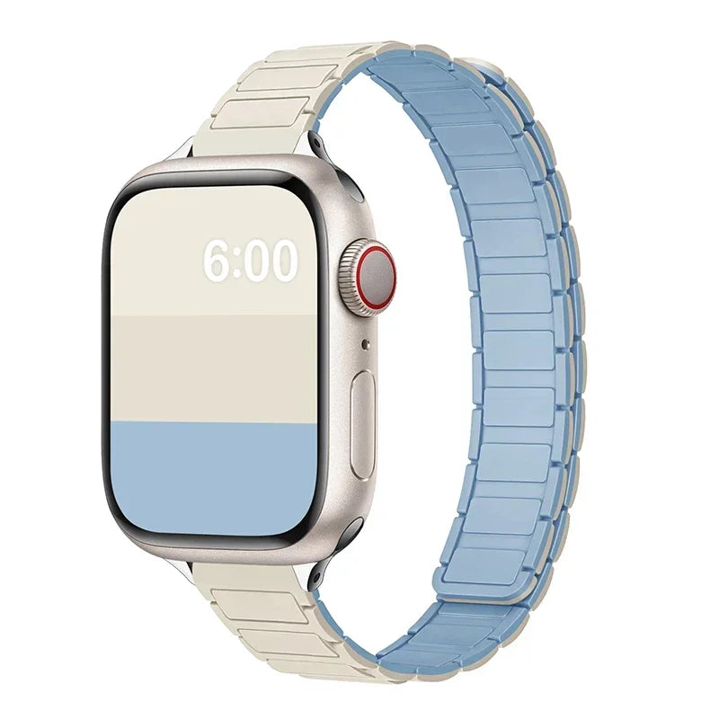 Bracelet fin en silicone à sangle magnétique pour femme pour Apple Watch S11 10 46/42mm 45mm 44 38mm 40mm 41mm 42mm iWatch SE 9 8 7 6 5 4 3 2 1