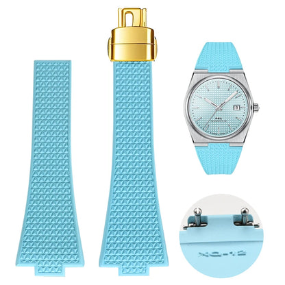 Bracelet en caoutchouc fluoré pour Tissot PRX Series 35mm 40mm Boucle Papillon FKM 11mm 12mm Étanches, Bracelet de Montre à Dégagement Rapide de Remplacement