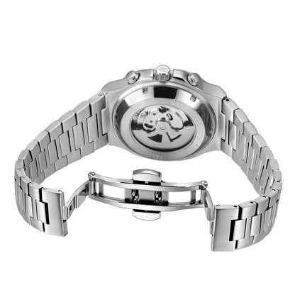 Forsining 481 Homme Nouvelle Montre Tourbillon de Marque, Date de la Semaine, Mouvement Automatique, Montres Mécaniques en Acier Inoxydable, Horloge Étanche