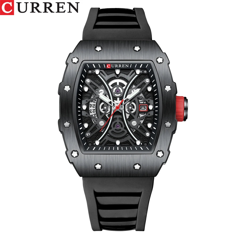 CURREN 3D Collection Rectangular Silicone Strap Watch