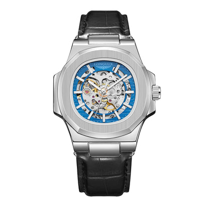 Men automatic watch waterproof outdoors simple luxury mechanical watches wholesale skeleton leather leisure mens watch gift