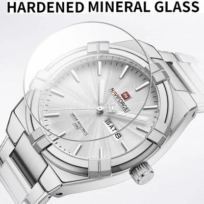 Montre bracelet à quartz pour homme de la marque NAVIFORCE, en acier inoxydable, étanche, horloge de luxe tendance et professionnelle NF9218
