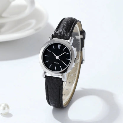 Montre à Quartz Décontractée pour Femmes avec Petit Cadran et Bracelet en Cuir