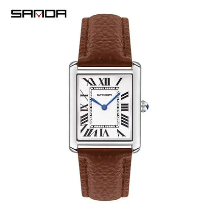 SANDA 9031/1108 Luxury Couple Quartz Watches for Men & Women, Waterproof Sport Casual Watch, Scratch Resistant Leather Strap