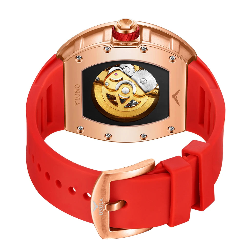Luxury Watches Men ONOLA Fashion Hollow Full-automatic Mechanical Tape Waterproof Watch for Men Montres Pour Hommes Clock