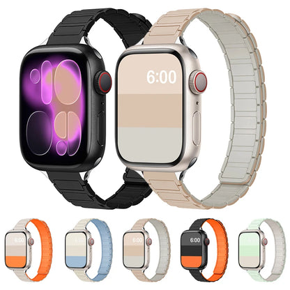 Bracelet fin en silicone à sangle magnétique pour femme pour Apple Watch S11 10 46/42mm 45mm 44 38mm 40mm 41mm 42mm iWatch SE 9 8 7 6 5 4 3 2 1