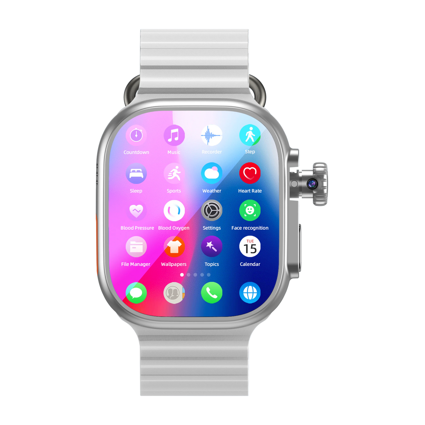 DW200 Montre Intelligente Homme WIFI Touch ID NFC Infrarouge avec Caméra Rotative, Déverrouillage par Empreinte Digitale, Fente pour Carte SIM Tactile, Appel Vidéo