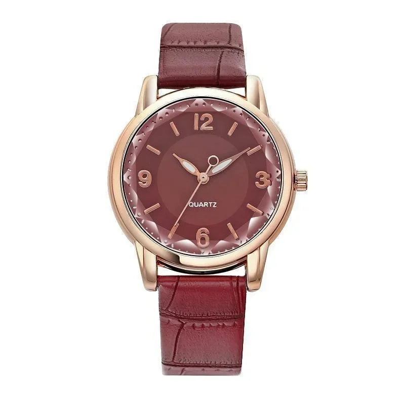 Montre à bracelet en cuir pour femme, verre polygonal, horloge de luxe, cadran créatif, mode, montre à quartz