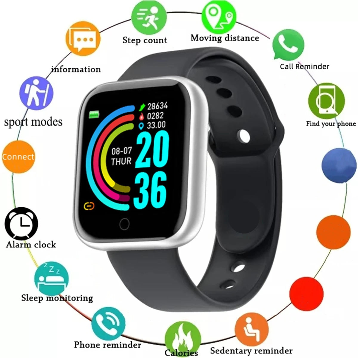 Woman Smart Watch Men Sport Wristband Fitness Monitoring Track Heart Rate Call Reminder Message Push Smartwatch Weather Children