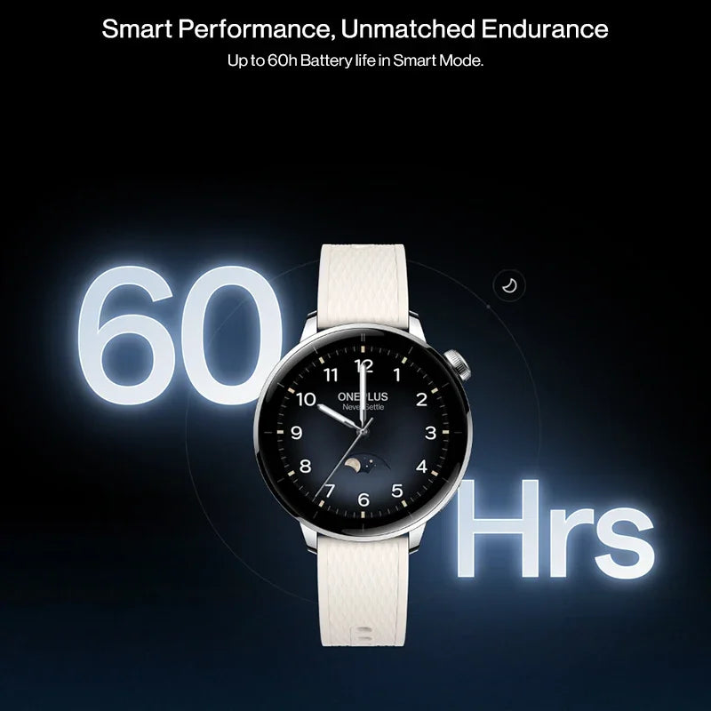 Version globale OnePlus Watch 3 Montre connectée 43mm AMOLED 1,32 pouces Autonomie jusqu'à 60h Wear OS by Google GPS NFC