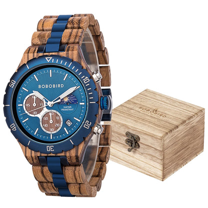 BOBO BIRD GT069 Chronograph Wood Watch Military Style