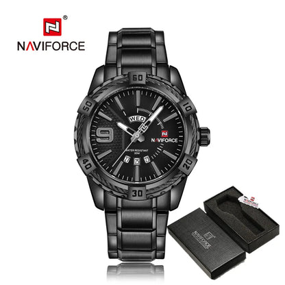 NAVIFORCE – Montre-bracelet de luxe pour homme, marque originale, quartz, classique, étanche, bracelet en acier, horloge pour homme