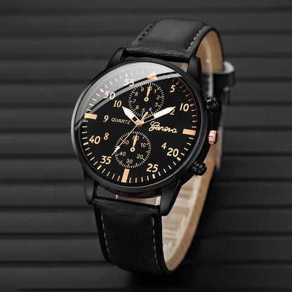 Lot de 4 montres bracelet en cuir pour hommes, à quartz analogique, avec bracelets tressés (sans boîte)
