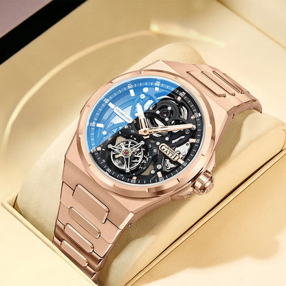 BONEST GATTI Nouvelle montre homme série Infinite Tourbillon Automatique Squelette Bracelet Acier Inoxydable