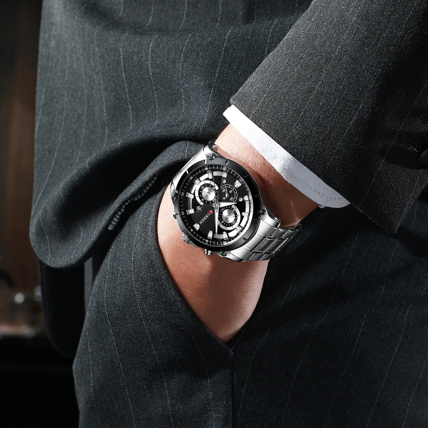 Montre-bracelet homme à quartz CURREN 8360, étanche, de style professionnel, minimaliste, en acier inoxydable, multifonction, six aiguilles, avec calendrier