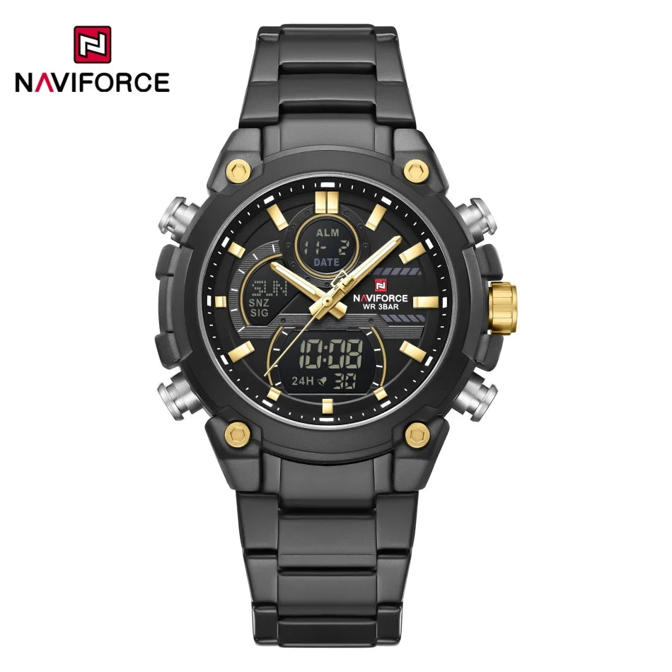 NAVIFORCE NF9278 Dual Display Stainless Steel Watch