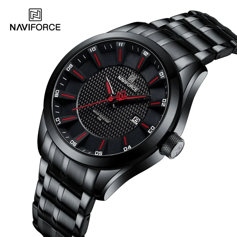 Montre NAVIFORCE Homme de Marque Haut de Gamme Étanche Quartz Business Décontractée Montres-bracelets Bracelet Acier Inoxydable Date Horloge Relogio Masculino