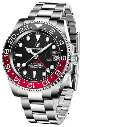 PAGANI DESIGN GMT automatic watch with sapphire crystal and stainless steel bracelet