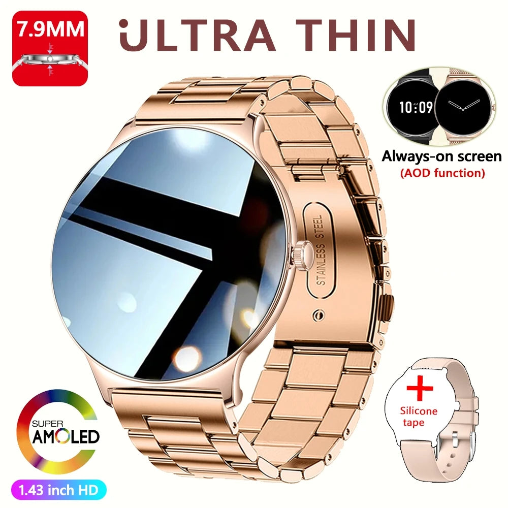 2026 New 7.9MM Ultra Thin Smart Watch Women Screen Always Display Time Sports Bracelet Bluetooth Call Fashion Smartwatches ios