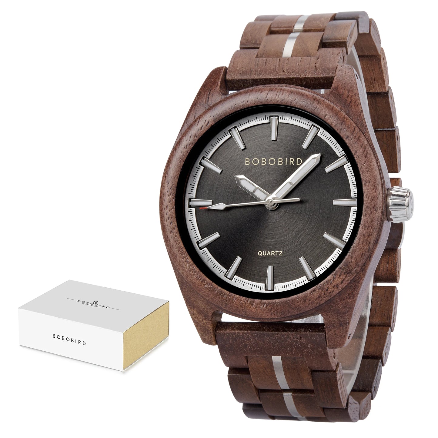 Montre à Quartz de Luxe en Bois BOBO BIRD pour Hommes, Design Original, Montre-Bracelet en Bois Faite à la Main, Écologique, Cadeau Unique pour Hommes 2025 Nouveau