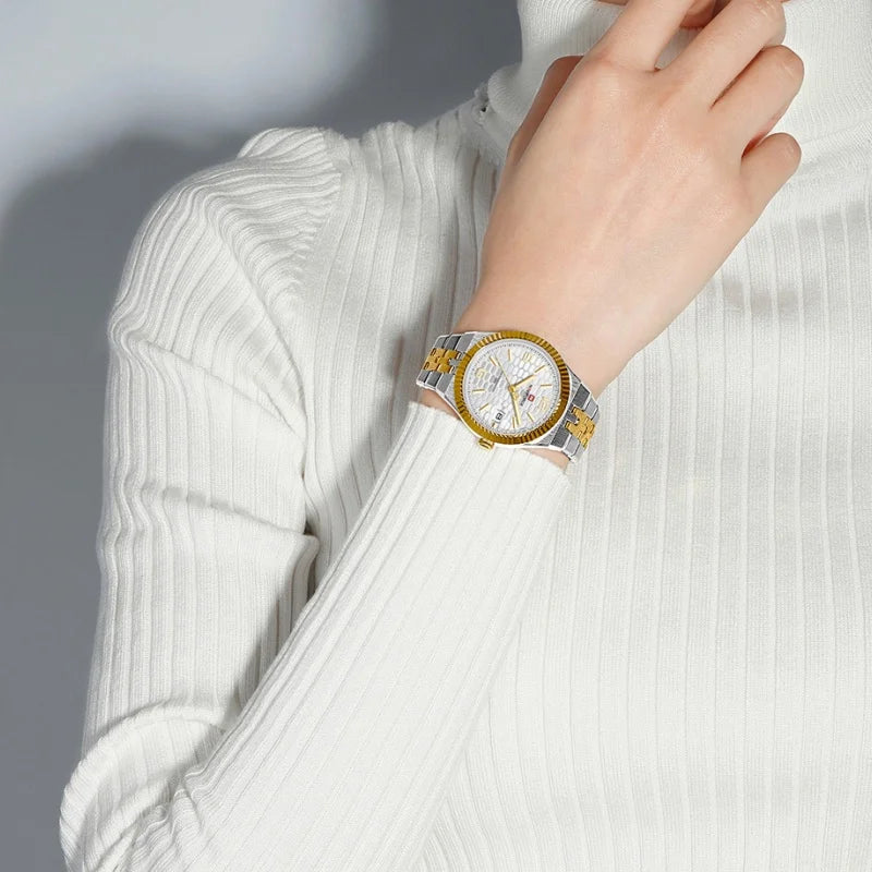 NAVIFORCE Montre de sport pour femmes, haute qualité, étanche, en acier inoxydable, horloge romantique, montre-bracelet à quartz pour dames, Reloj Mujer