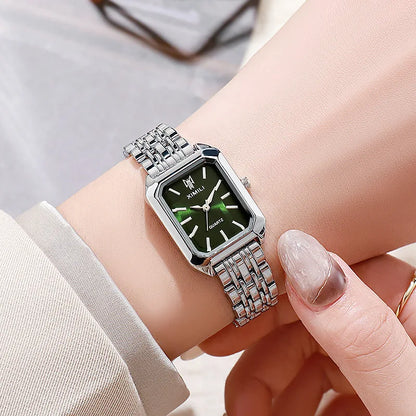 Montres de Luxe pour Femmes, Montre-Bracelet de Forme Rectangulaire en Acier, à Quartz, Reloj Mujer, Relogio Feminino, Cadeau pour Fille