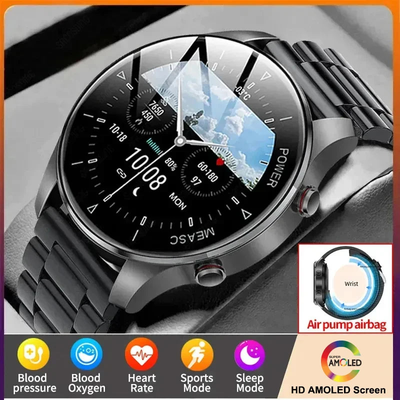 2026 New Blood Pressure Heart Rate Sleep Monitoring Health Smartwatch Men AirPump Airbag IP86 Waterproof Sports Smar twatch