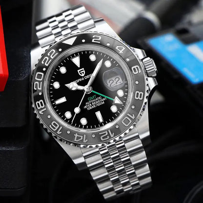 Montre Homme PAGANI DESIGN GMT 40mm Automatique Verre Saphir Acier Inoxydable Étanche Top Marque Cadeau RelogioMasculino