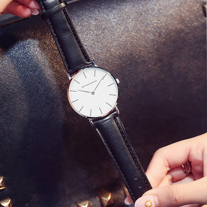 HANNAH MARTIN Top Brand Women Waterproof Wrist Watches 36mm Fashion Luxury Ultra Thin Leather Creative Rose Gold Ladies Watches
