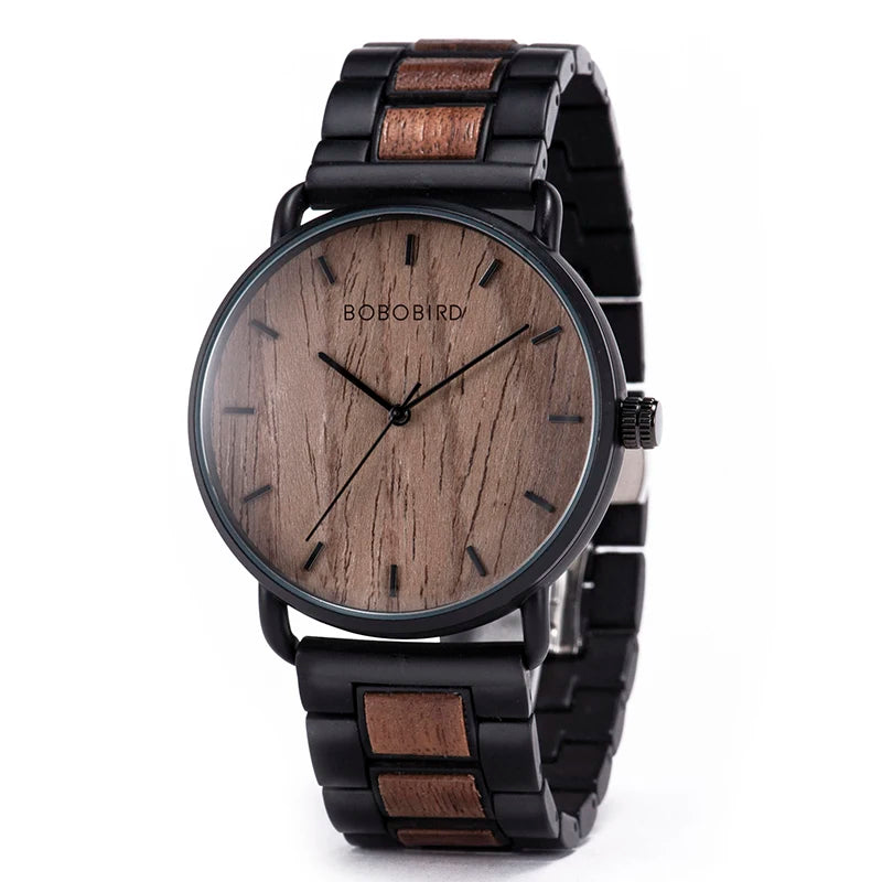 BOBO BIRD Montre Homme Bois de Zèbre Marque de Luxe Montres-bracelets à Quartz pour Homme Horloge Masculine Montres Simples Ultra-minces pour Homme