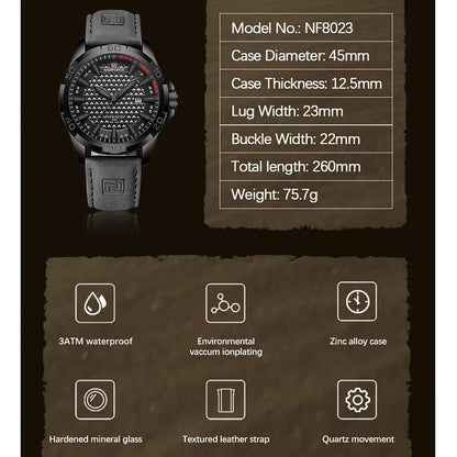 Montre à quartz pour hommes NAVIFORCE de grande marque, Sportive, antichoc, étanche, en cuir, masculine, mode de luxe, décontractée avec calendrier