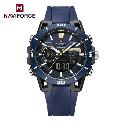 NAVIFORCE Montre Homme Double Affichage Étanche 50M Compte à Rebours Chronographe Réveil Montre-bracelet de Sport Tendance NF7135